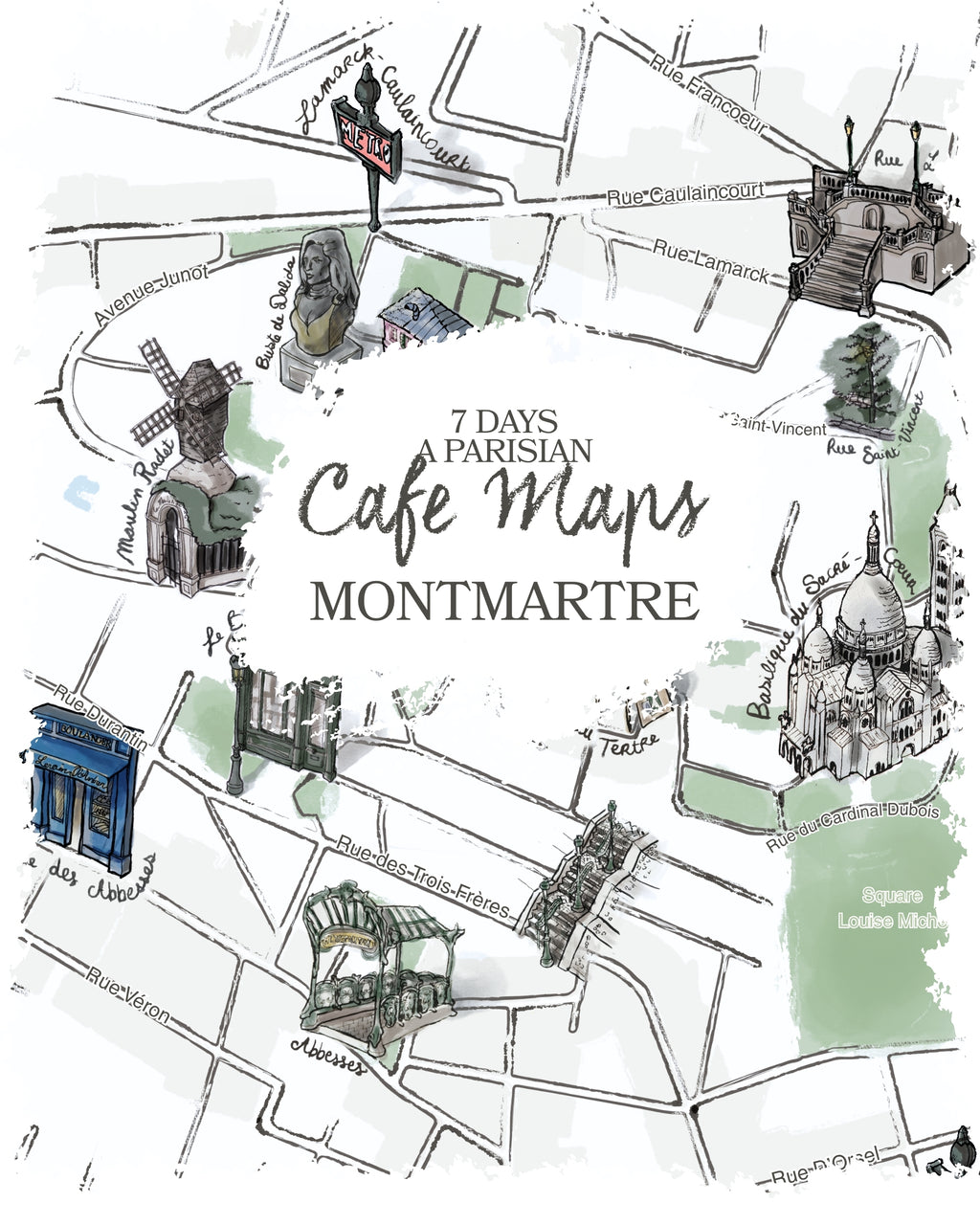 Montmartre Café Map (Printable Download)