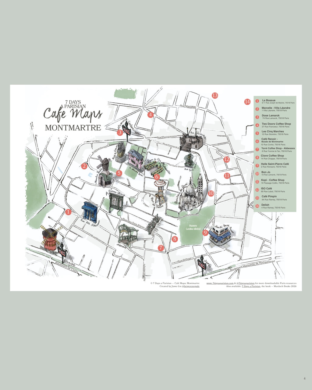 Montmartre Café Map (Printable Download)