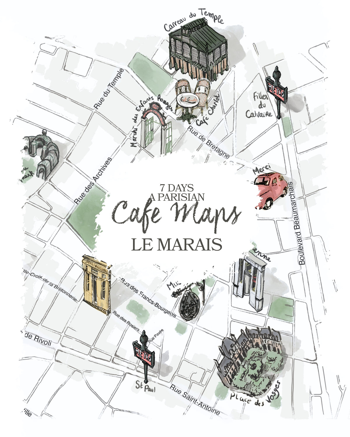 Le Marais Café Map (Printable Download) Main image